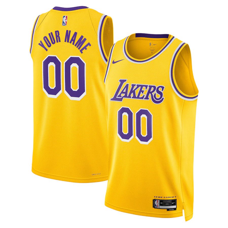 Men Los Angeles Lakers Nike Gold Icon Edition 2022-23 Swingman Custom NBA Jersey